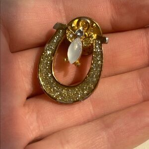 Vintage Elegant Gold and Silver Horseshoe Brooch
